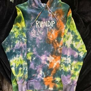RIPNDIP Multicolored Rubber Logo Tie Dye Hoodie